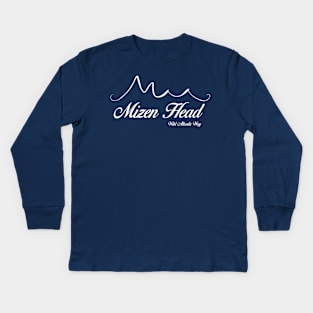 Wild Atlantic Way Apparel - Mizen Head, white text Kids Long Sleeve T-Shirt